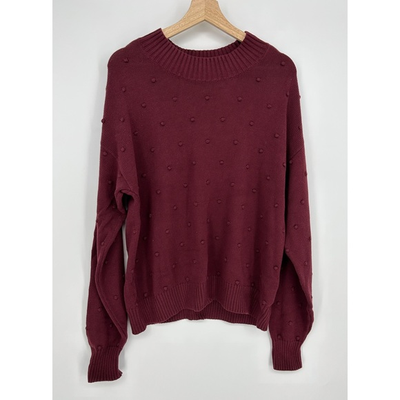 Style & Co Purple Red Textured Knit Cotton Sweater - Picture 2 of 5